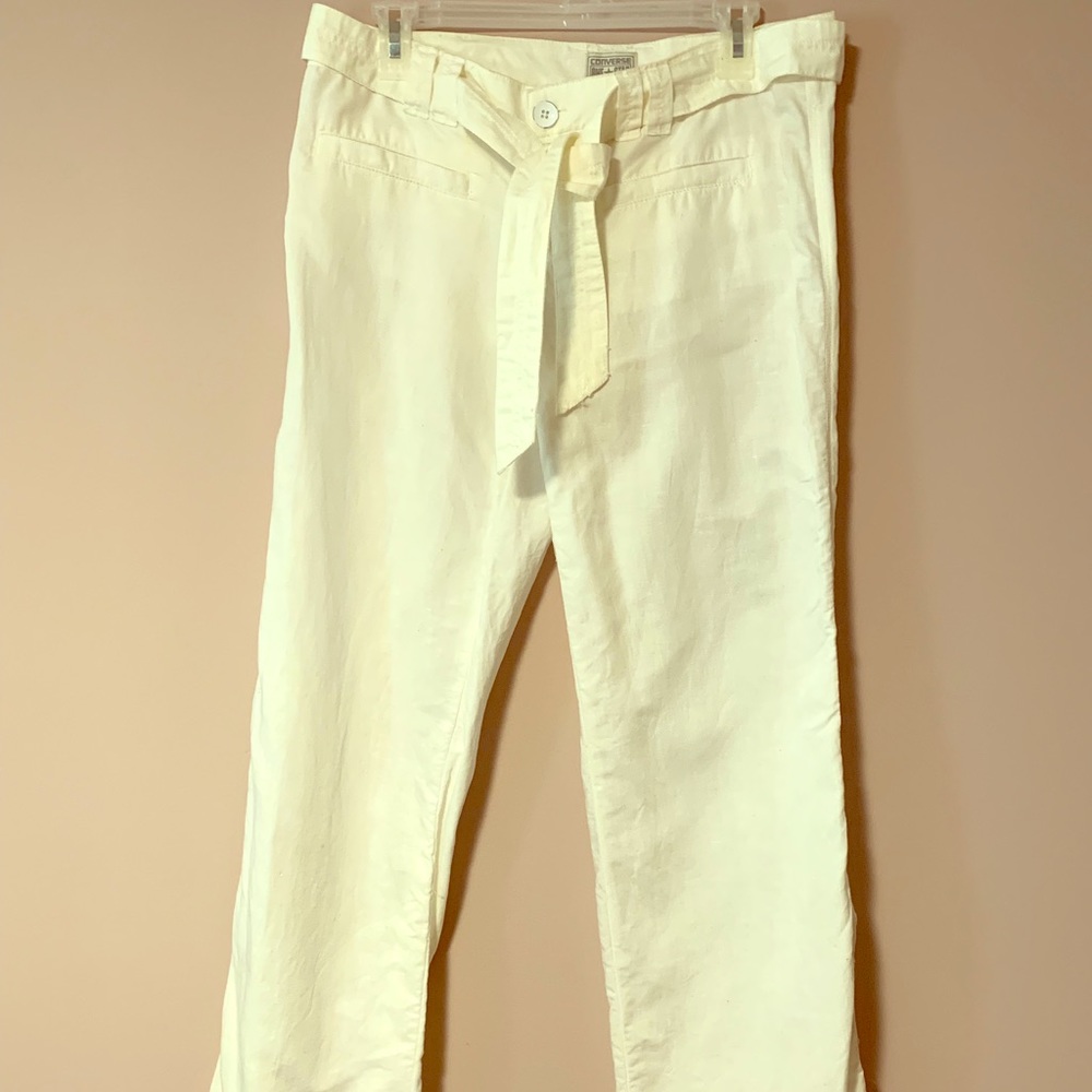 White linen, wide leg pants. Size 6.